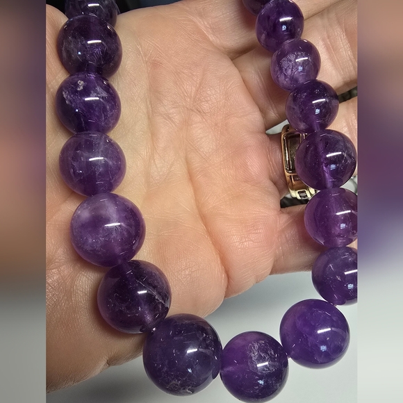 Vintage Genuine Amethyst Graduated Bead Necklace 18" - Picture 3 of 6